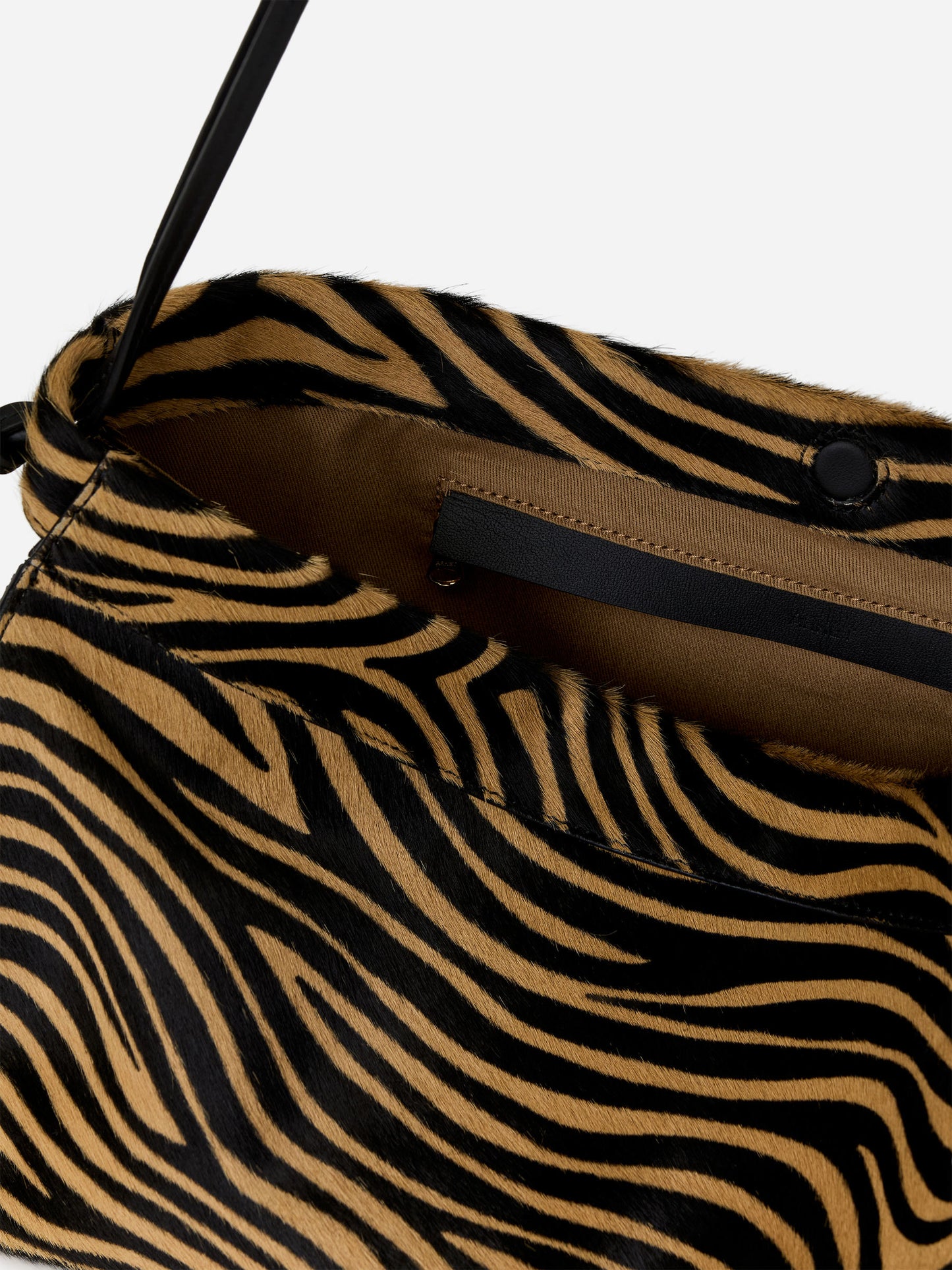 Zebra-Print Leather Shoulder Bag