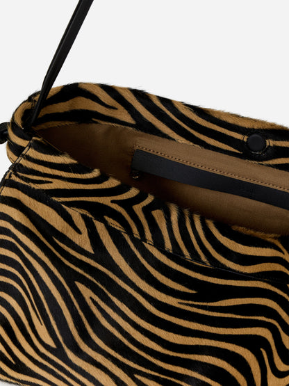 Zebra-Print Leather Shoulder Bag