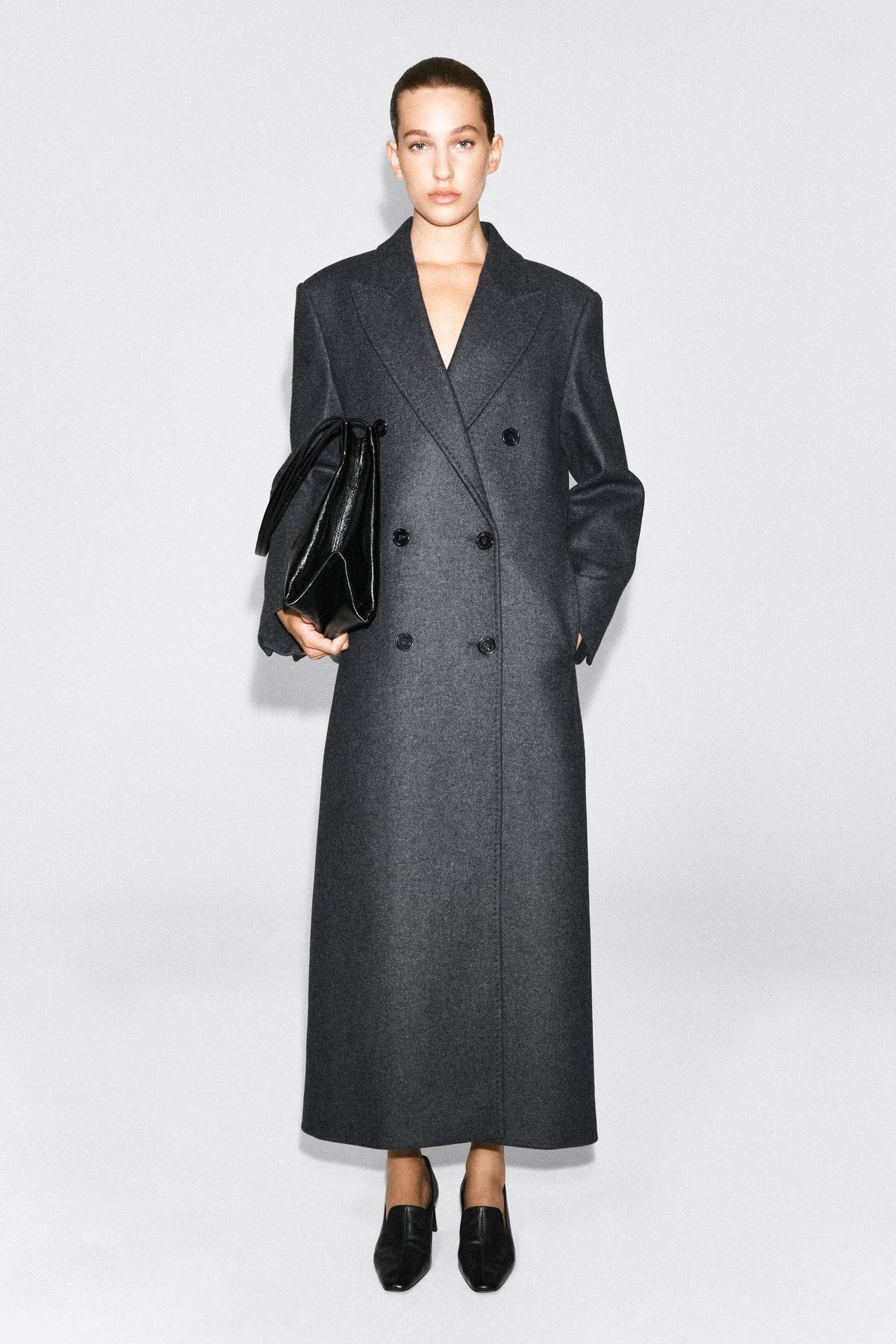 Tailored Wool-Blend Double-Breasted Coat
