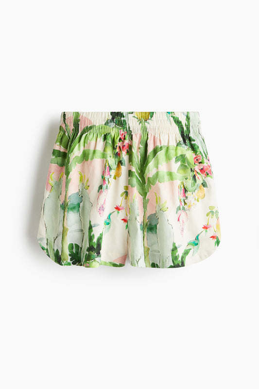 Patterned cotton shorts