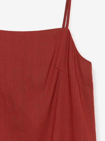 Linen-Blend Strap Dress