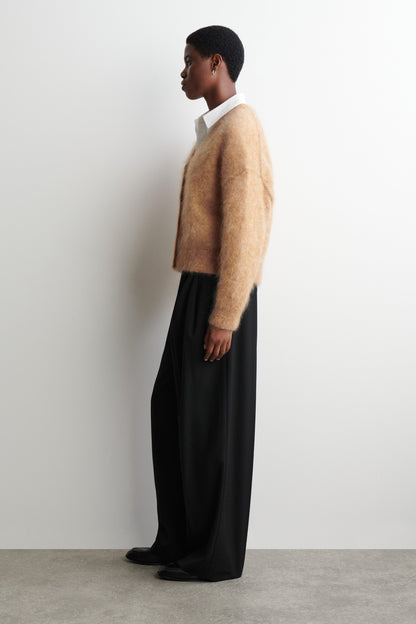 Mohair-Wool V-Neck Cardigan