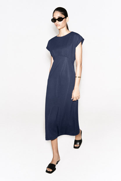 Sculpted Gathered Jersey Midi Dress