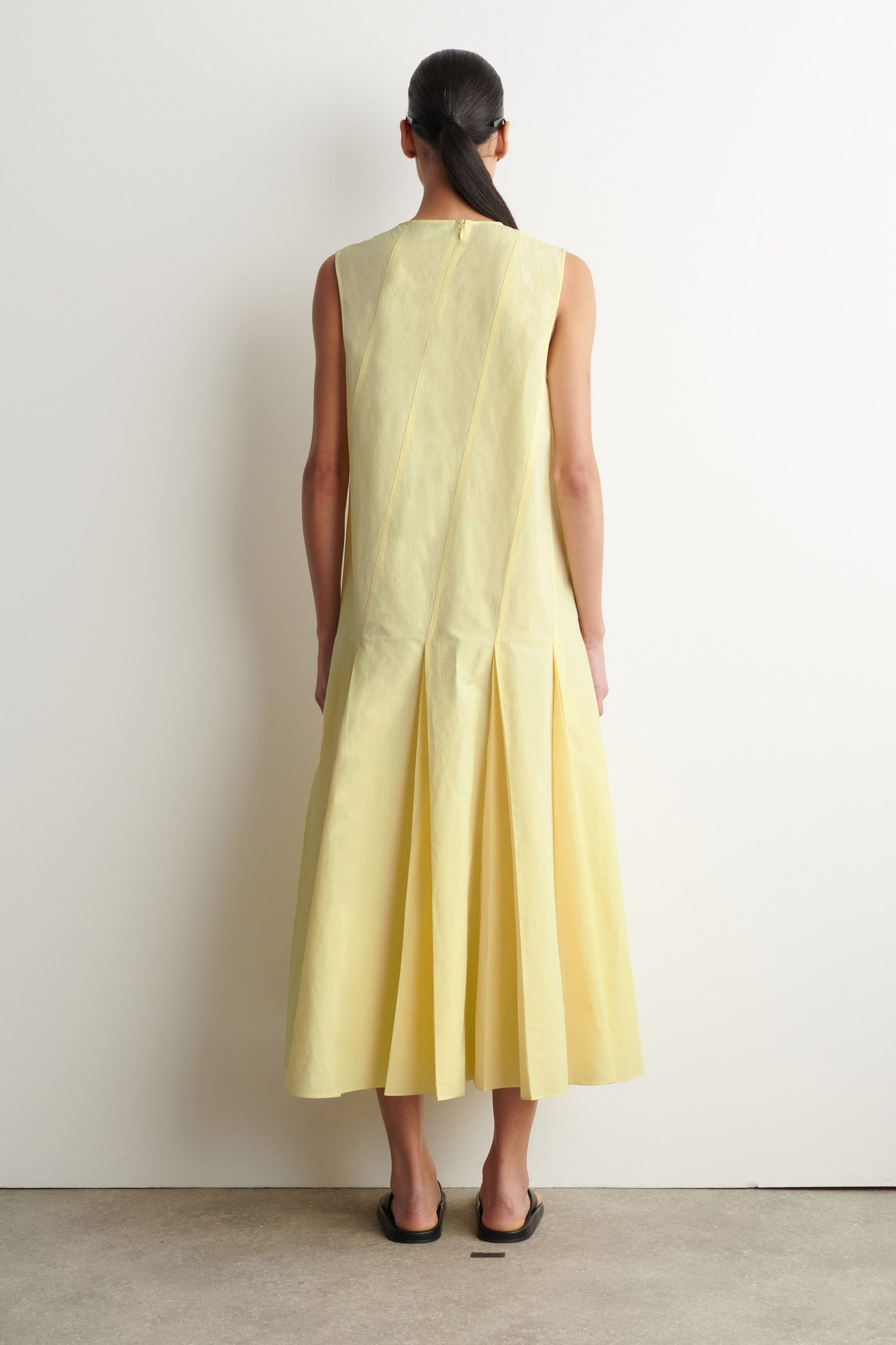 Pleated Cotton-Linen Maxi Dress