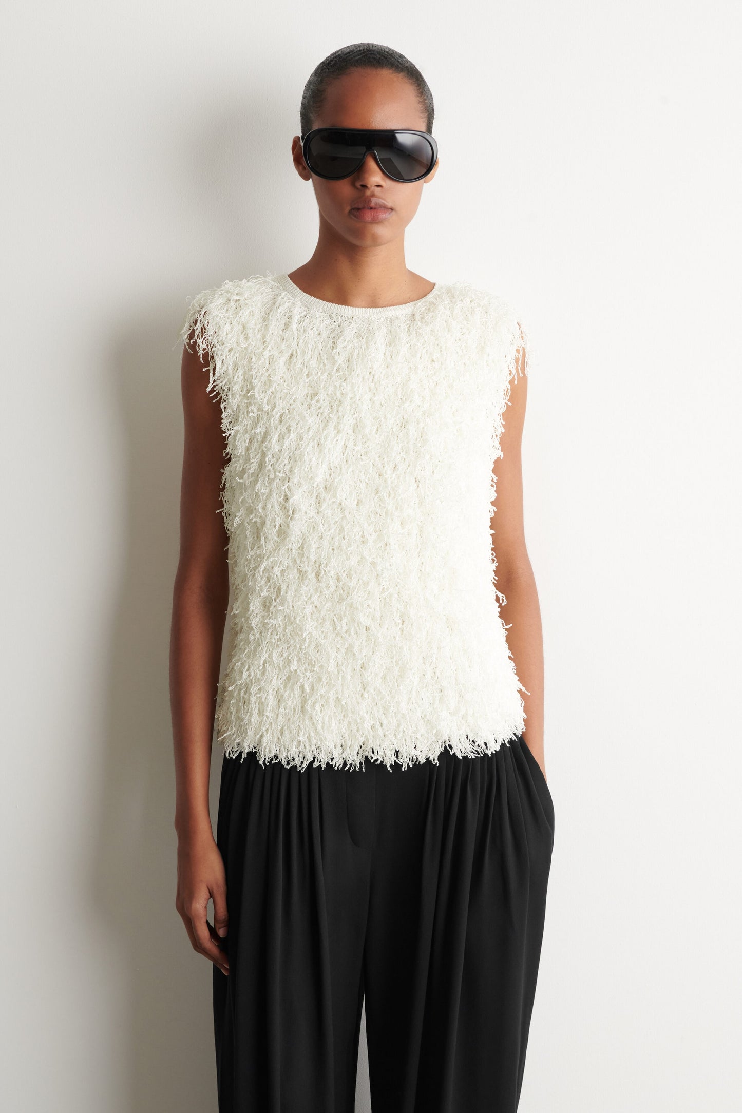 Fringed knitted top