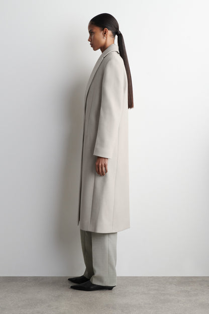 Tailored wool-twill long coat