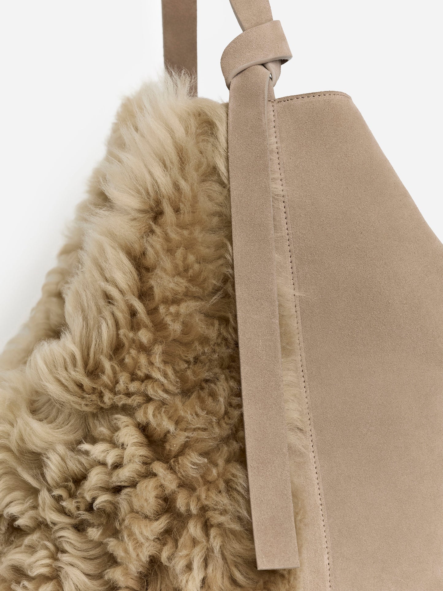 Shearling-Suede Tote Bag