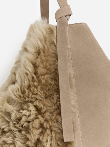 Shearling-Suede Tote Bag