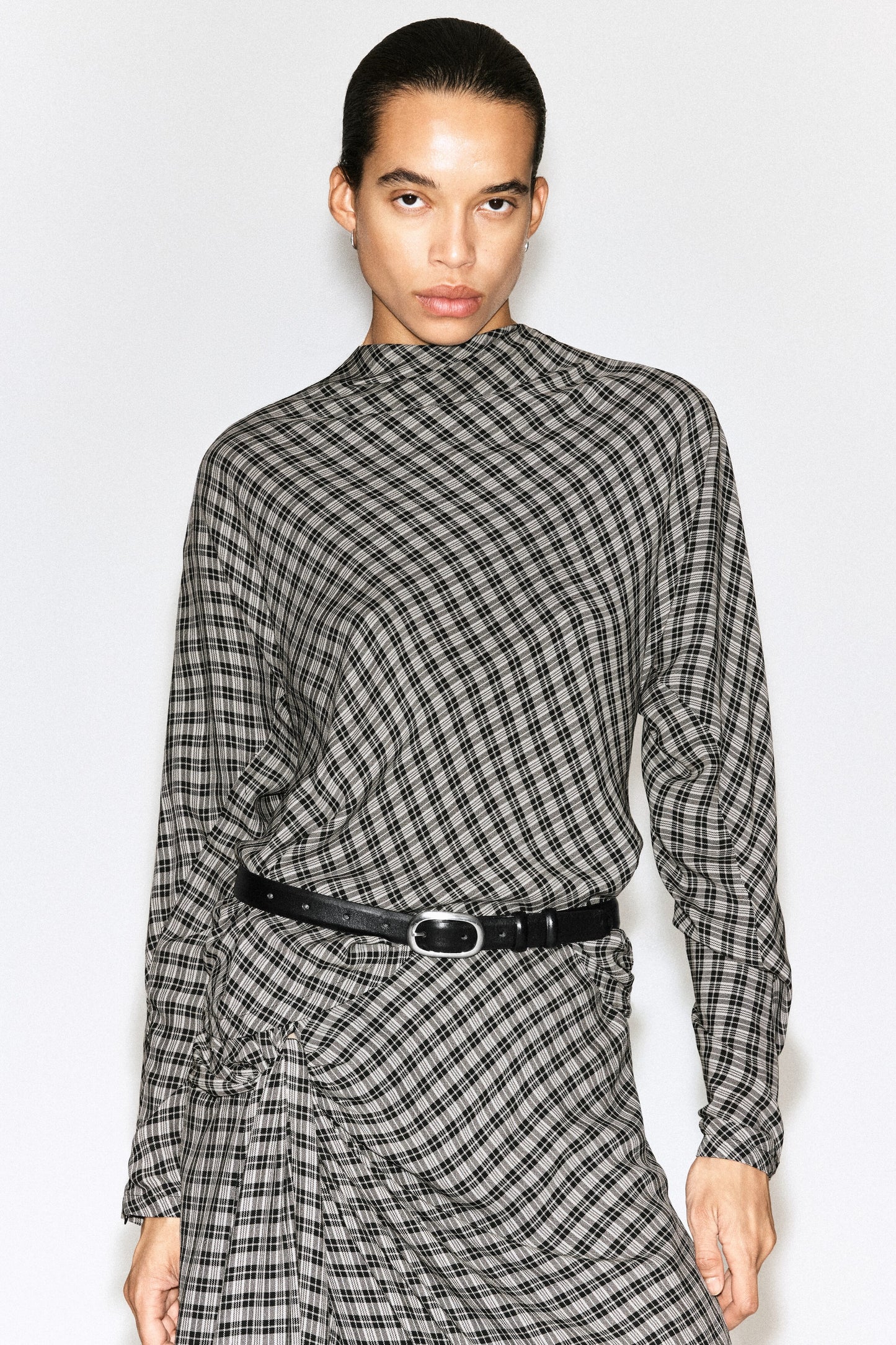 Draped Checked Top