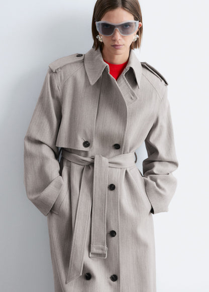 Wool Tie-Belt Trench Coat