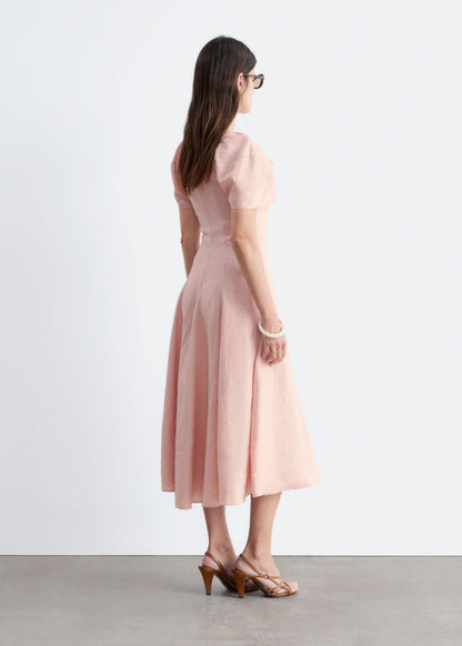 Flared Linen Midi Dress