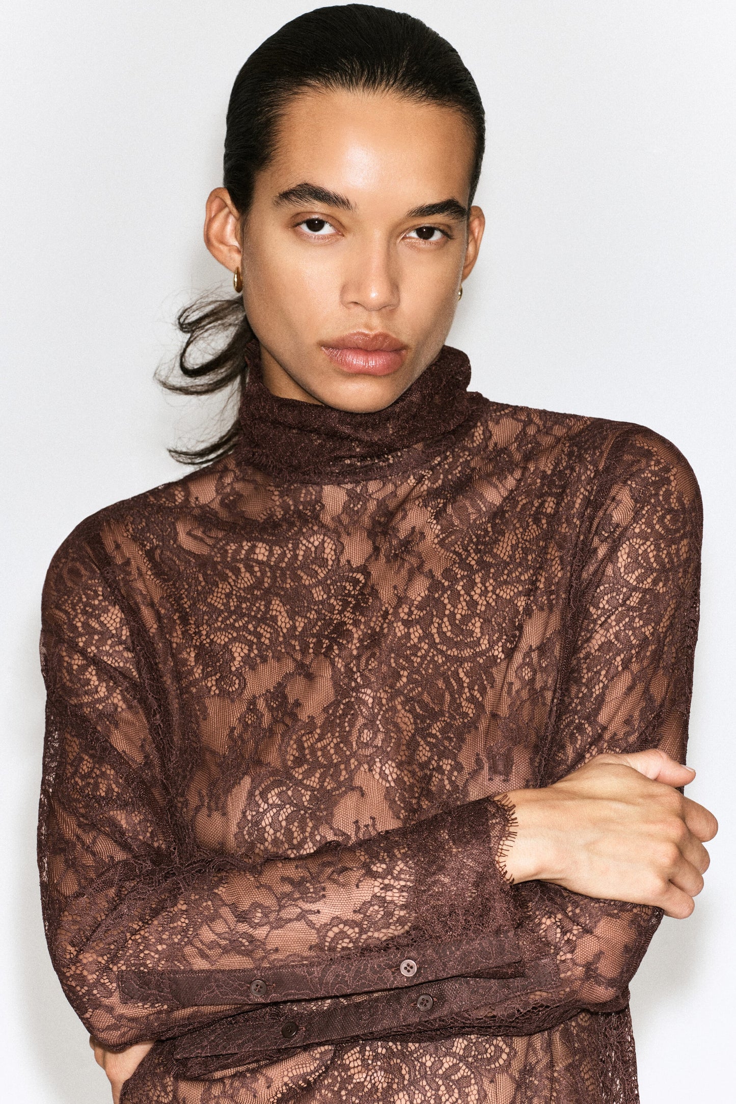 High-Neck Lace Top
