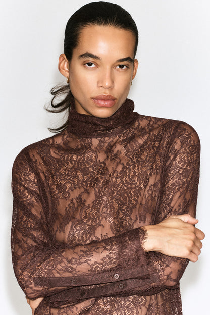 High-Neck Lace Top
