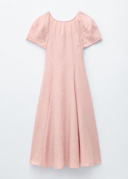 Flared Linen Midi Dress