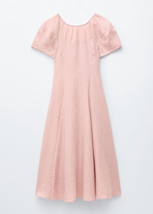 Flared Linen Midi Dress