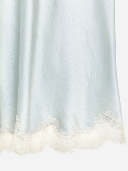 Lace-Detail Satin Skirt