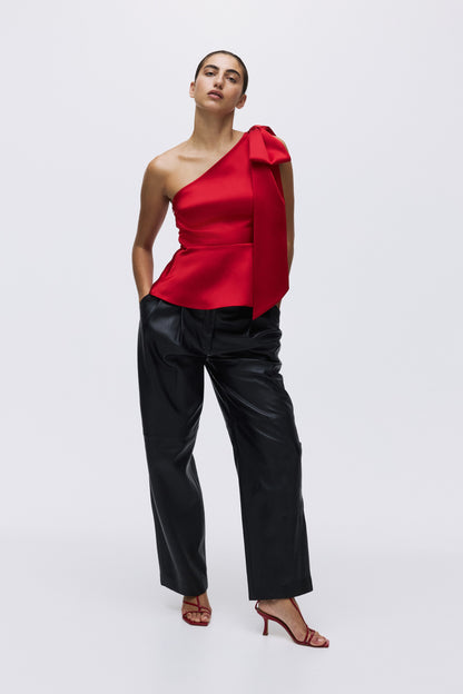 Bow-detail one-shoulder top