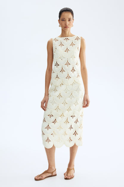 Crochet-look pencil skirt