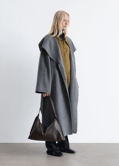 Shawl-Collar Wool Maxi Coat