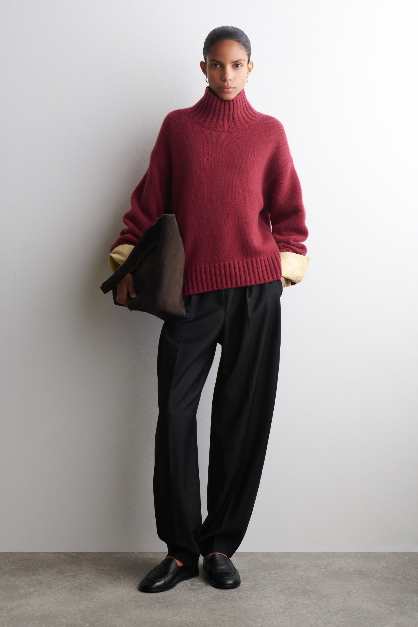 Chunky cashmere funnel-neck jumper