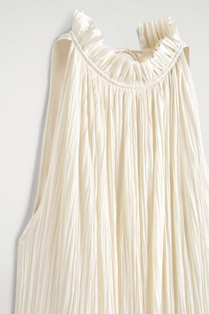 Crinkled-Satin Midi Dress