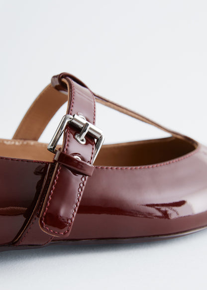 T-Bar Leather Ballet Flats