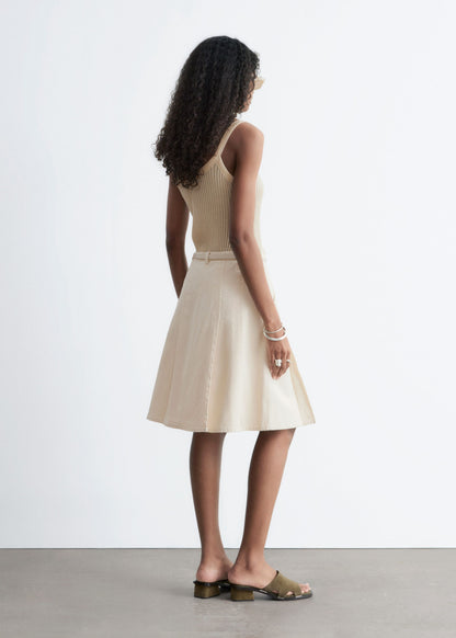 Pleated Cotton Midi Skirt