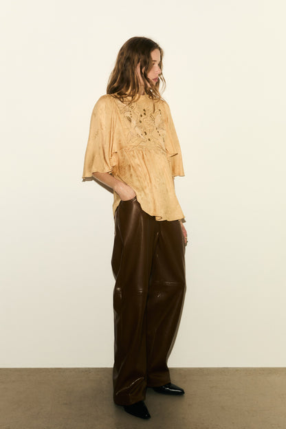 Embroidered jacquard blouse