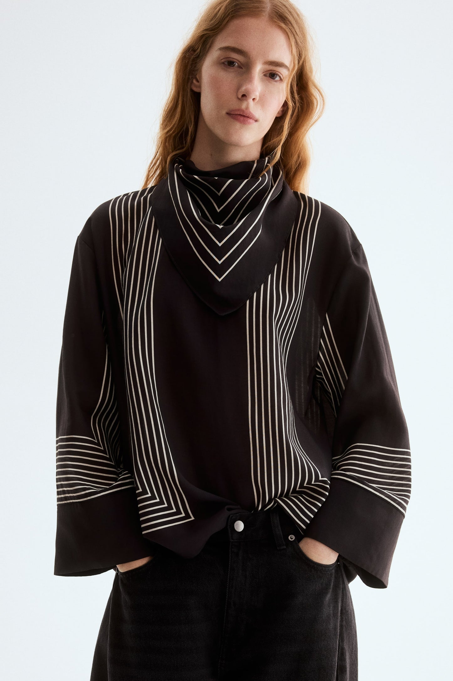 Scarf-detail blouse