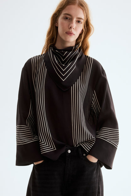Scarf-detail blouse