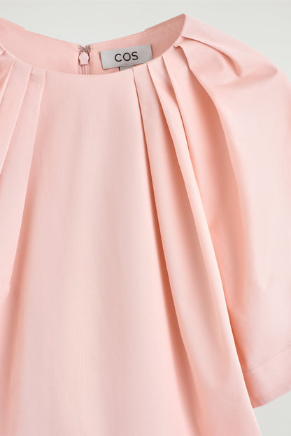 Gathered Short-Sleeved Cotton Top