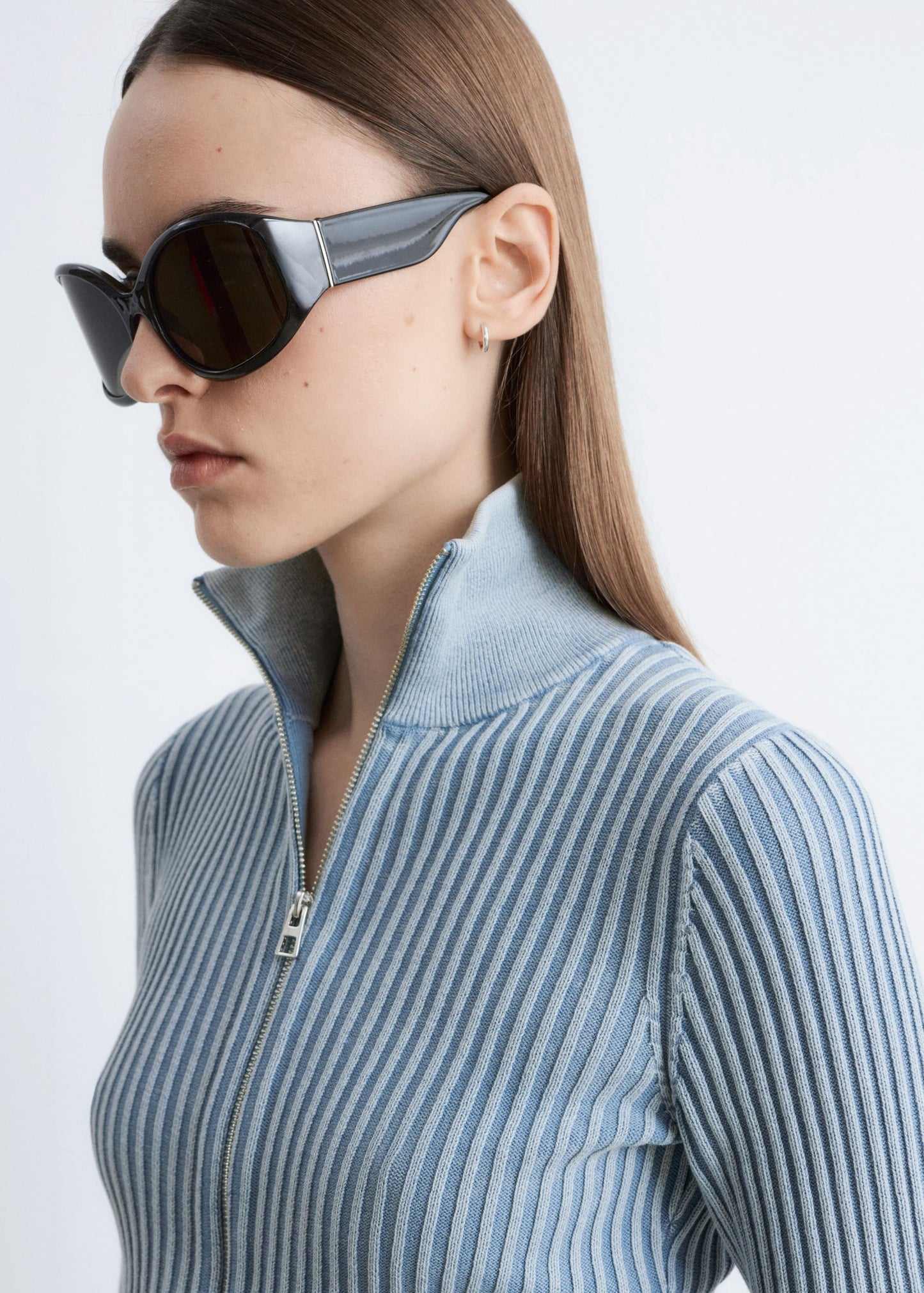 Zip-Up Turtleneck Cardigan