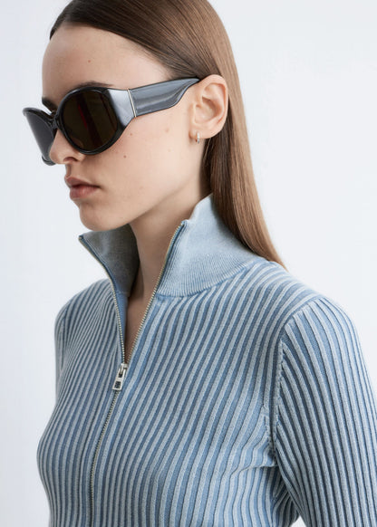 Zip-Up Turtleneck Cardigan