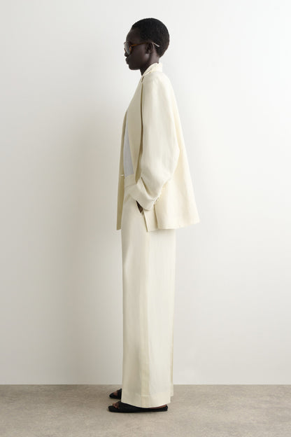 Tailored Linen-Blend Straight-Leg Trousers