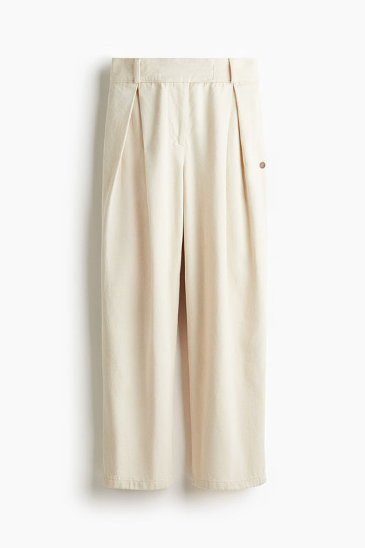 Pleat-front twill trousers