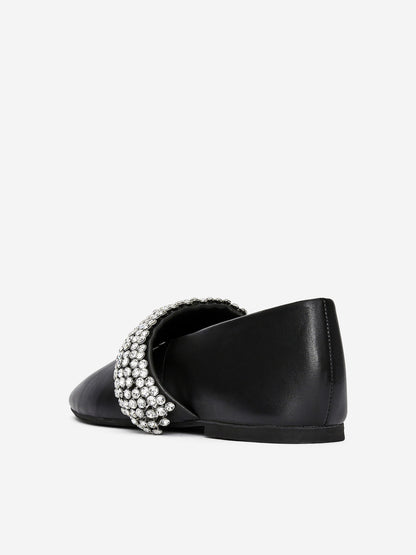 Rhinestone Leather Flats