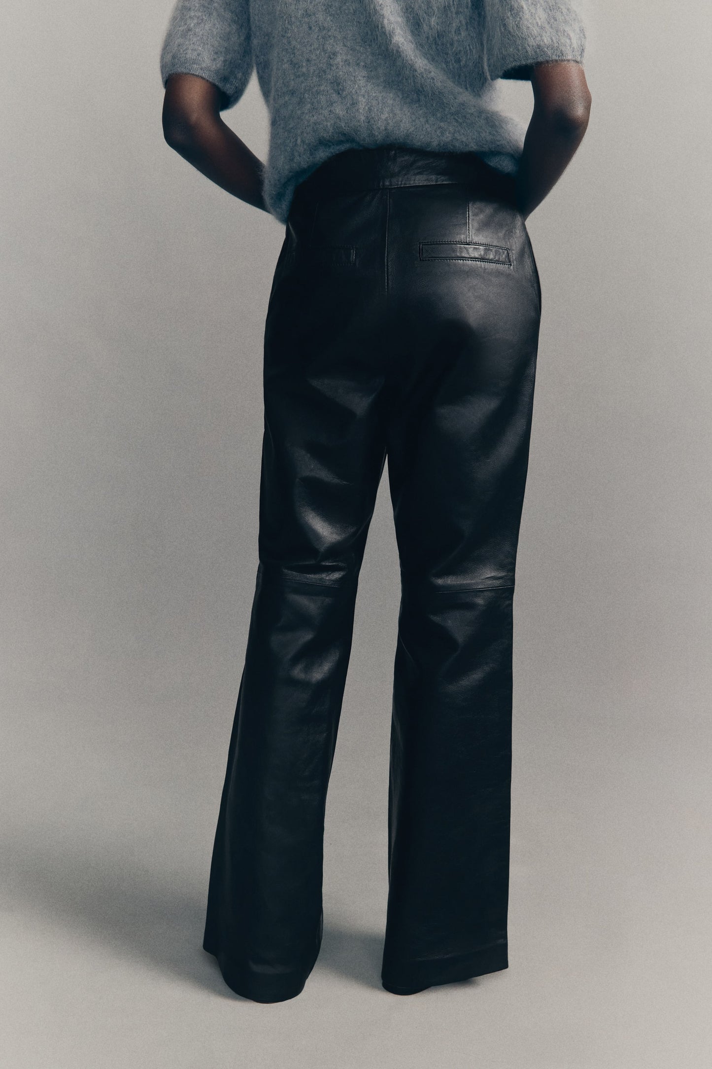 Bootcut leather trousers