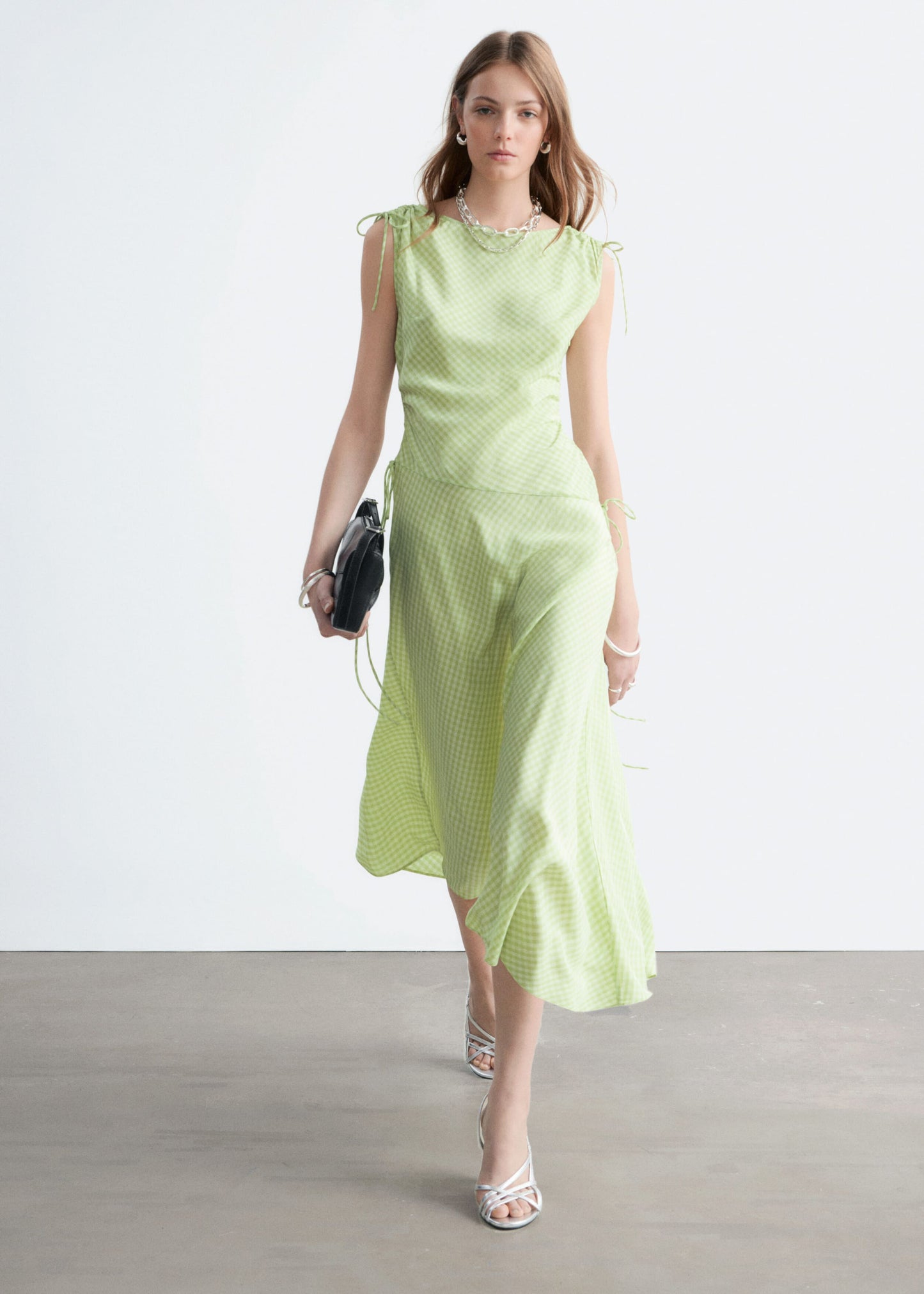 Asymmetric Draped Midi Dress