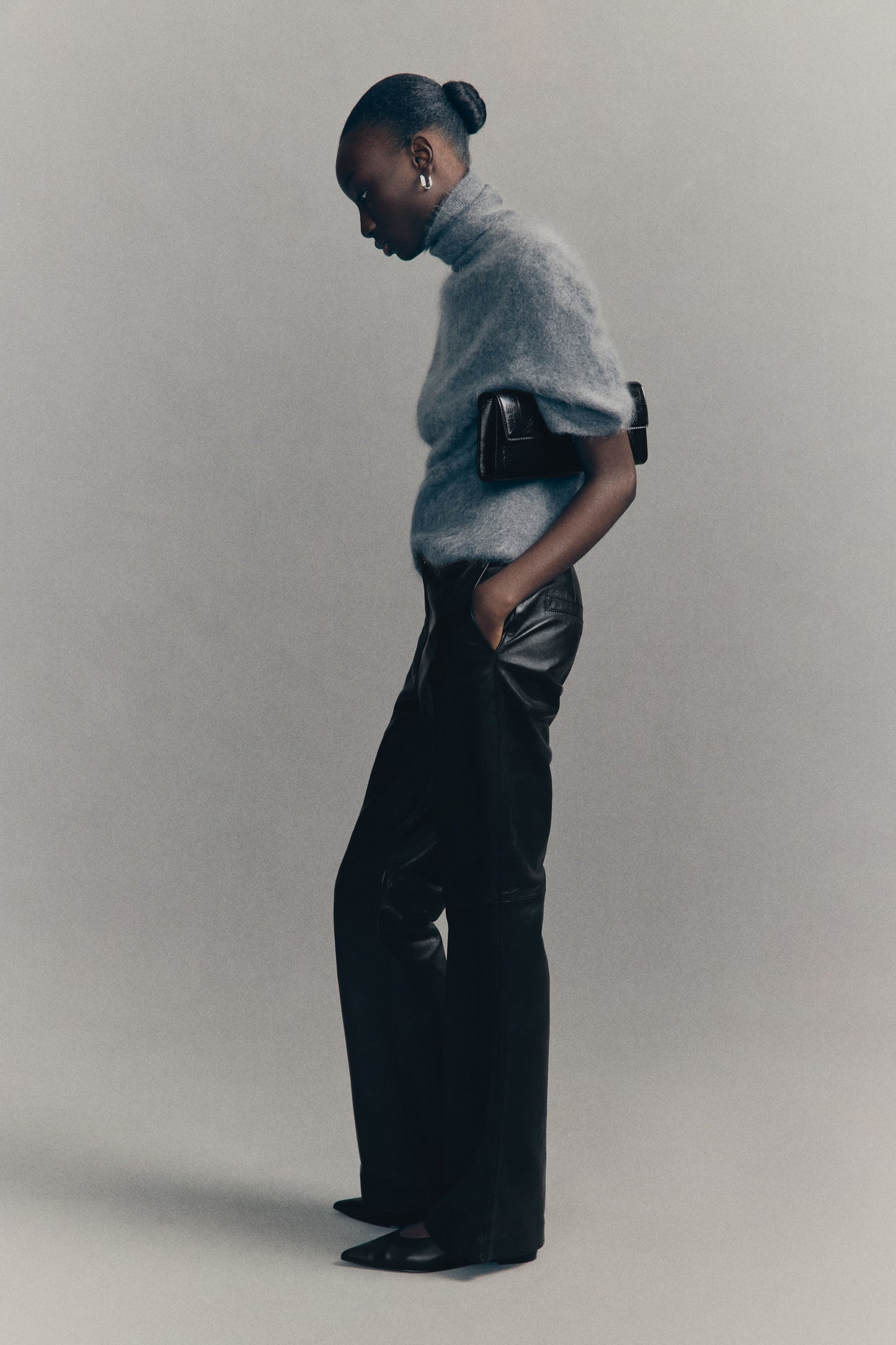 Bootcut leather trousers