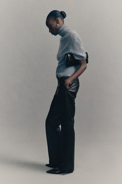 Bootcut leather trousers