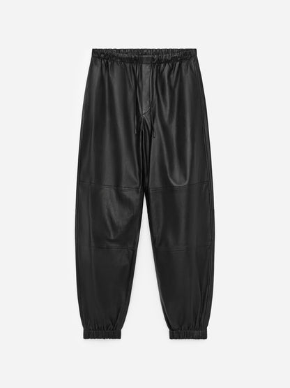 Barrel-Leg Leather Trousers