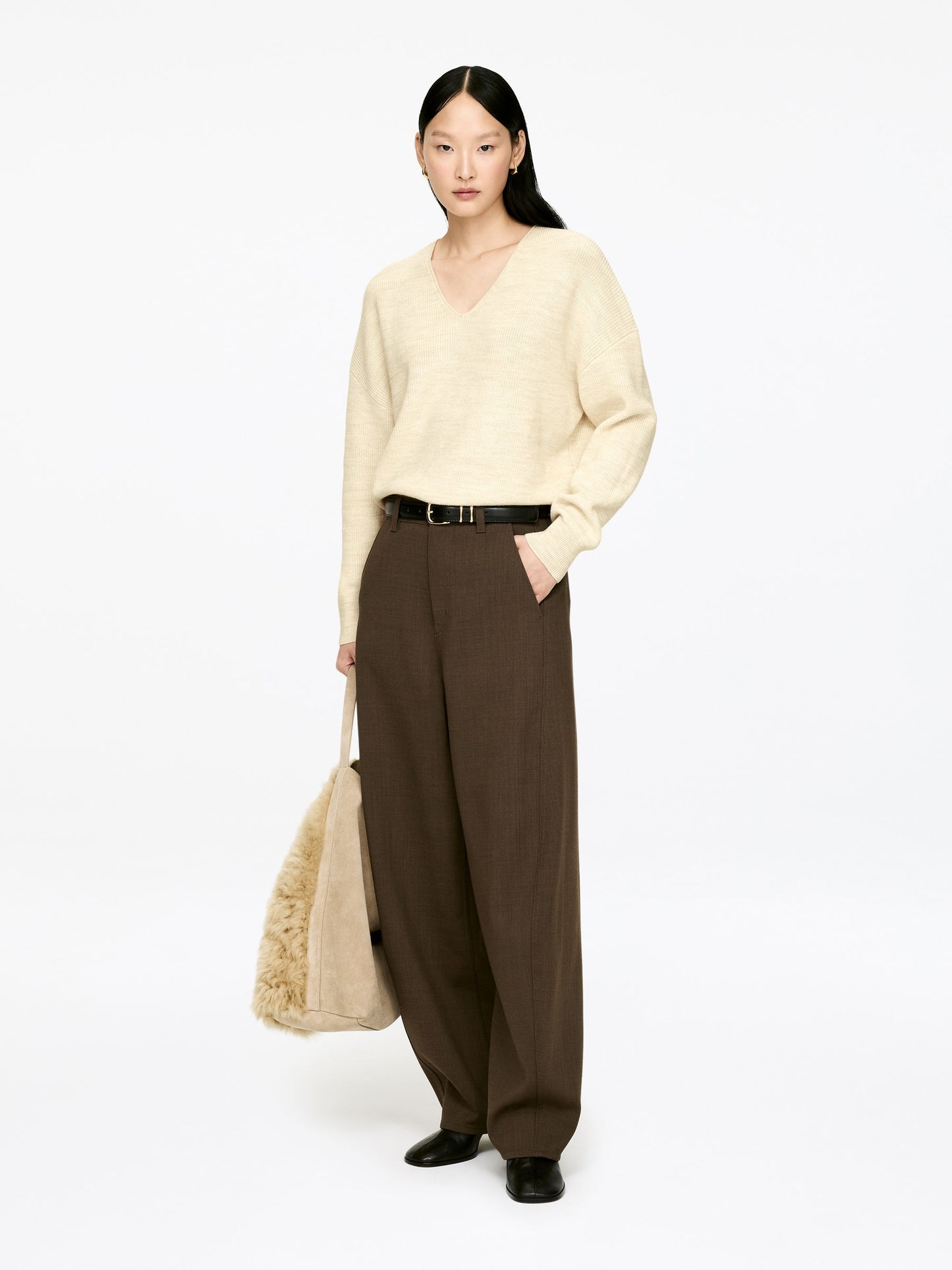 Wool-Cotton V-Neck Jumper