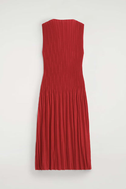 Pleated Jacquard Sleeveless Maxi Dress