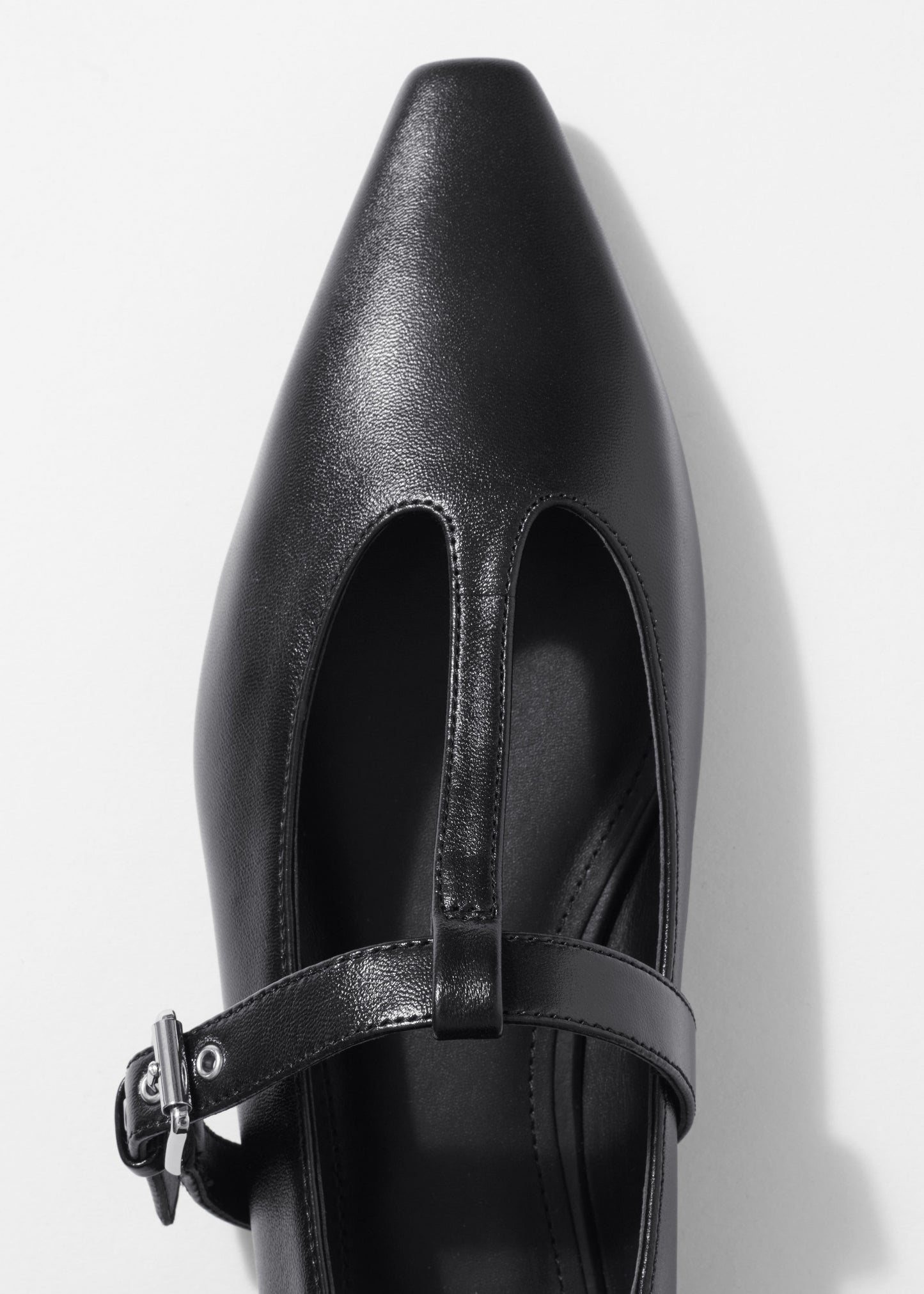 T-Bar Leather Ballet Flats