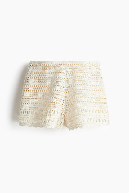 Crochet-look mini shorts