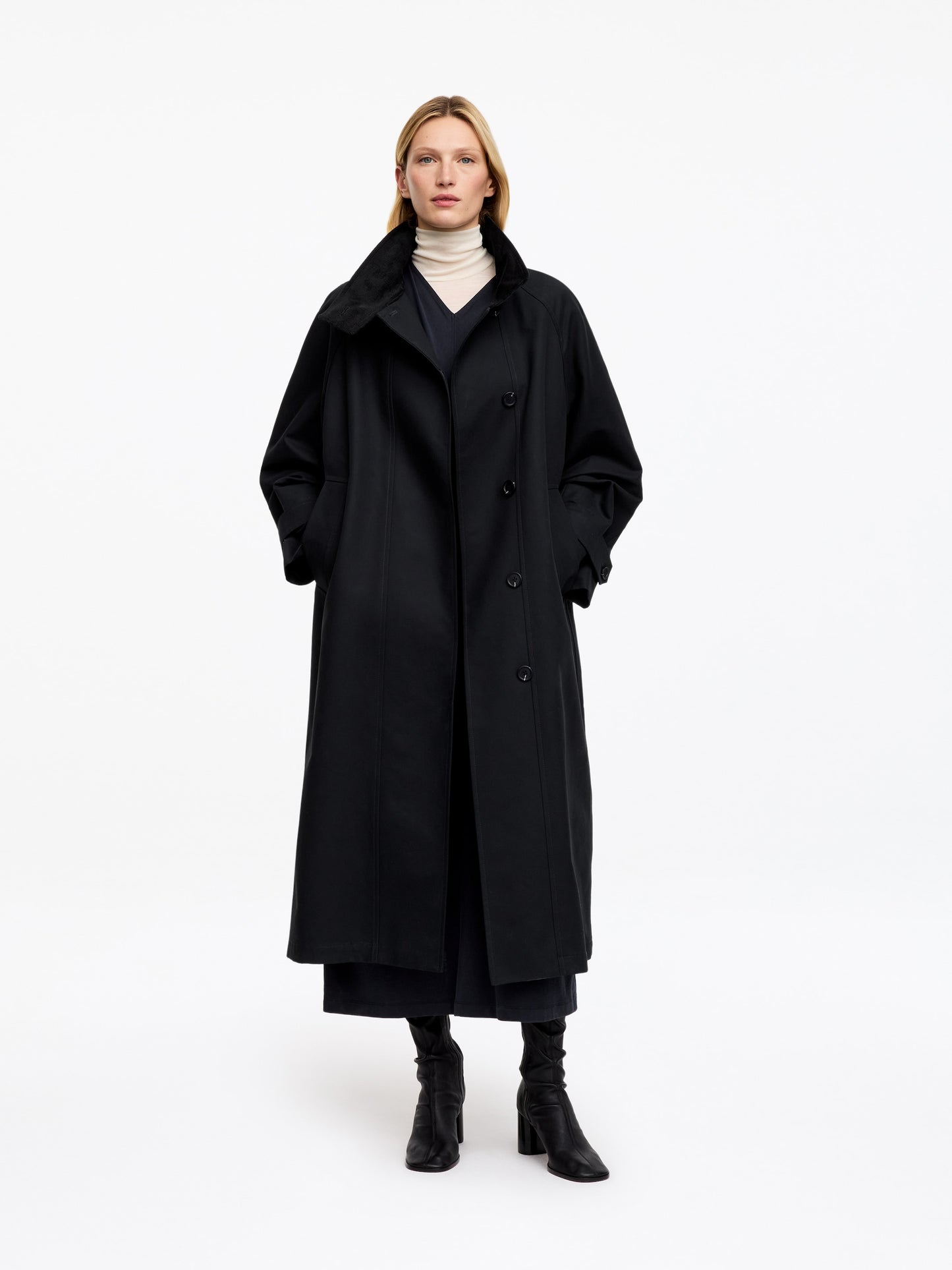 Corduroy-Collar Cotton Coat