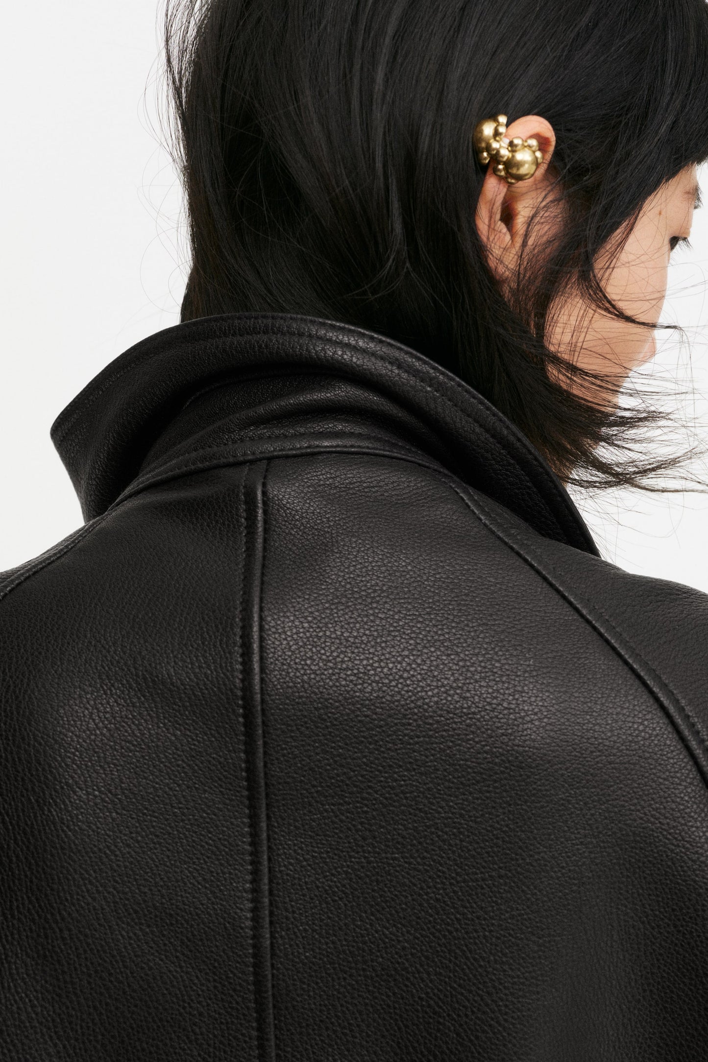 Peplum leather jacket