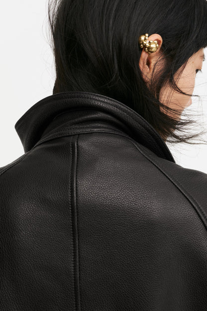 Peplum leather jacket