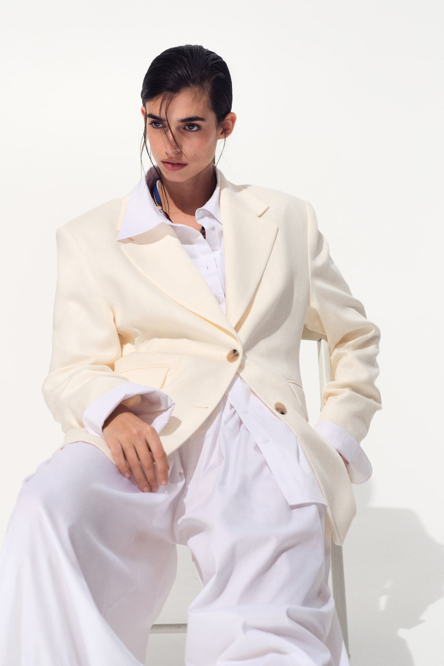 Single-breasted linen-blend blazer