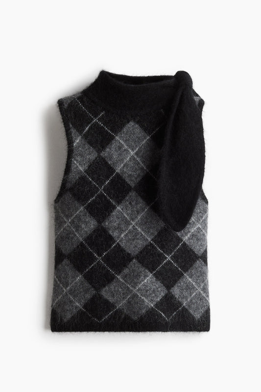 Mohair-blend scarf-collar top
